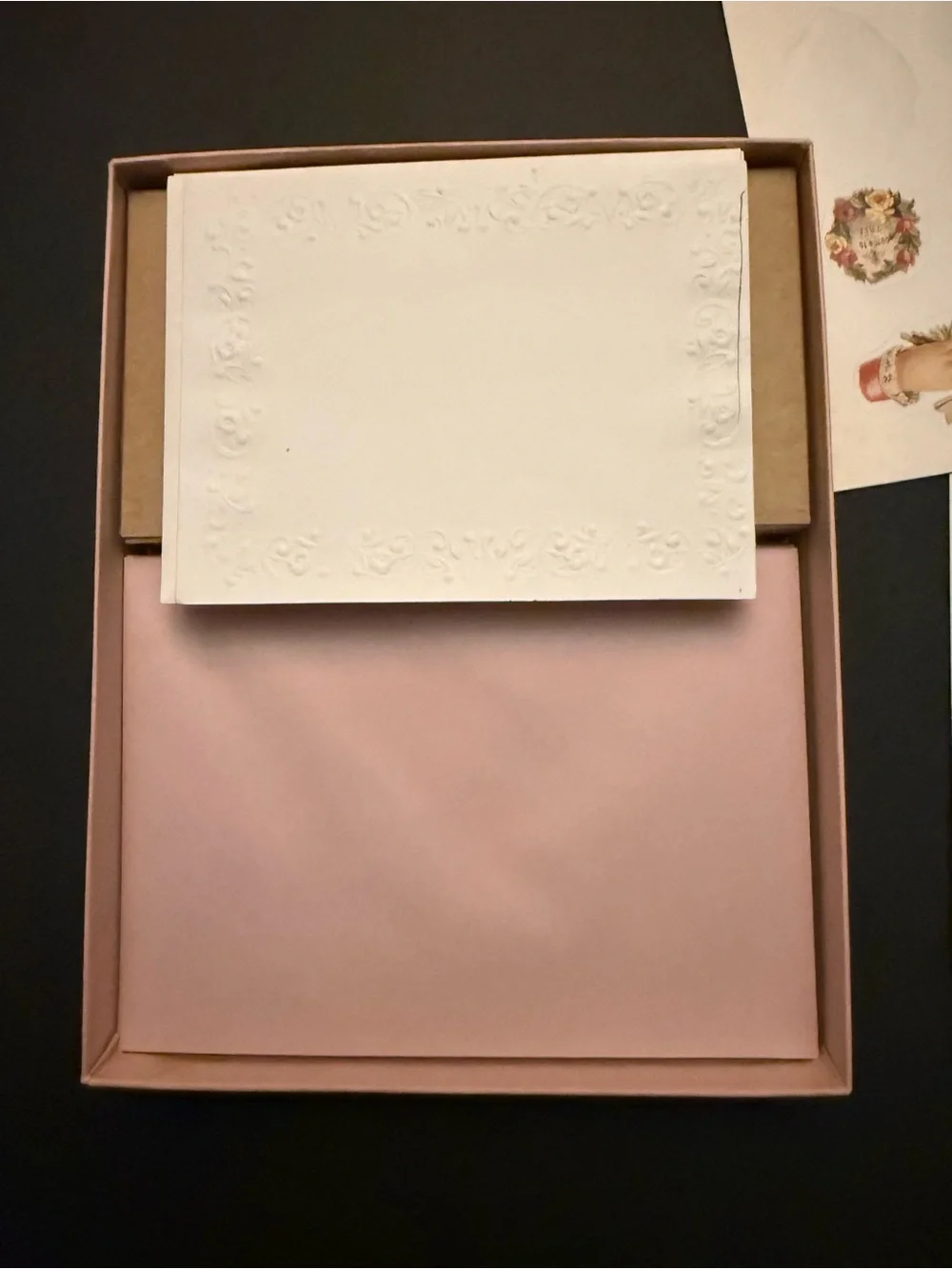 Vintage Victorian Stationary & Box Pink Cream stickers  envelopes Cottage Prarie